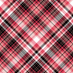 Seamless pattern in light and bright pink, black and white colors for plaid, fabric, textile, clothes, tablecloth and other things. Vector image. 2