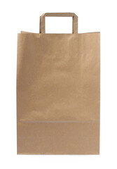 Kraft shopping paper bag isolated on white