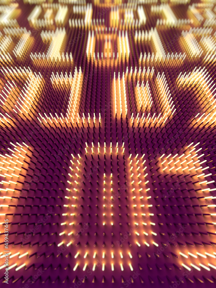 Leinwandbilder 3d rendering digital illustration of abstract digital led surface. lines of zeros and ones on led sc
