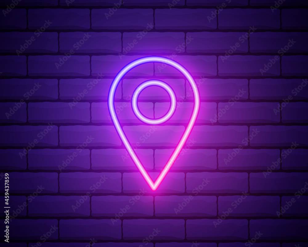 Poster pin neon style icon. simple thin line, outline vector of web icons for ui and ux, website or mobile 