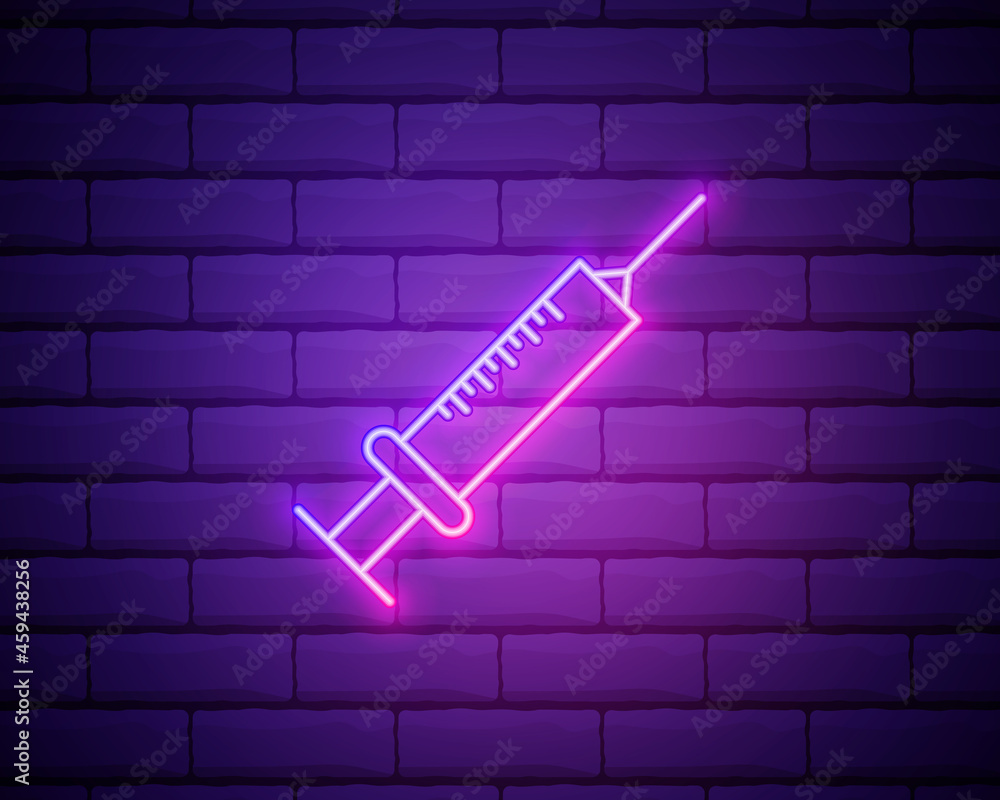 Poster syringe neon icon. elements of sciense set. simple icon for websites, web design, mobile app, info g