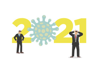 2021 virus lifestyle ideas concept with worried businesmen