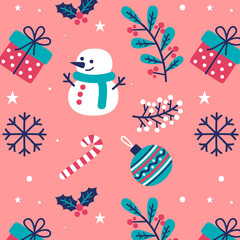 Large seamless pattern for Christmas 2022 design of wrapping gifts, textiles, cards.