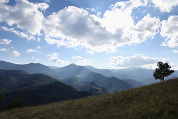 Picturesque view of mountain landscape in morning