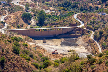 Small water retention dam under construction in Andalucia, Spain