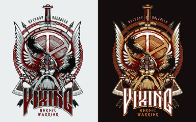 Viking. Nordic warrior. Design element for a T-shirt