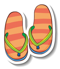 A sticker template with summer flip flops isolated
