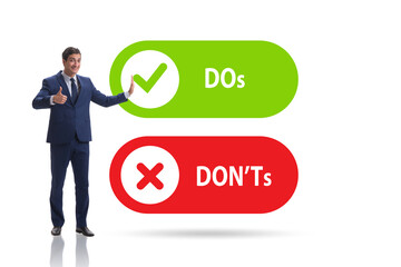 Concept of choosing between dos and donts