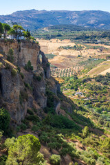 Fototapeta na wymiar Strangely shaped cliffs of Ronda, seen from above (Malaga, Andalucia), Spain
