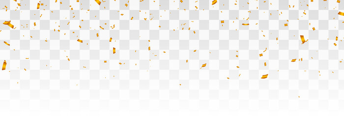 Fototapeta premium Vector confetti png. Gold confetti falls from the sky. confetti, streamer, tinsel on a transparent background. Holiday, birthday.