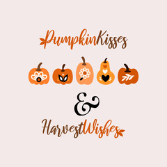 Folky Fall beautiful illustration of a folk style fall pumpkin vector