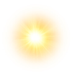 Obraz premium Flash yellow sun, star flashed with sparkles.