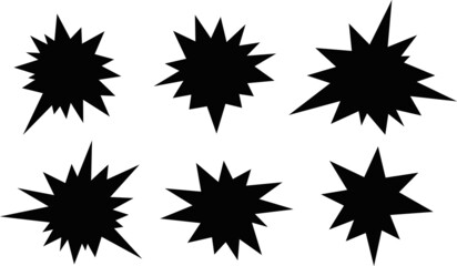 Vector illustration of black silhouettes of explosive collisions