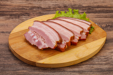 Tasty smoked pork brisket slice