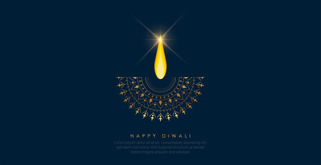 Abstract illustration of diya on Diwali celebration.