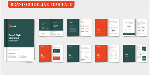 Brand Guideline Template Brand Style Guide Book Brochure Layout Brand Book Brand Manual Brand Guidelines Template - obrazy, fototapety, plakaty