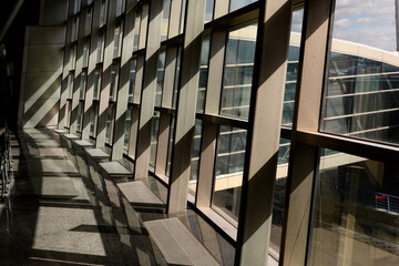 Modern building interior white steel mesh window geometry