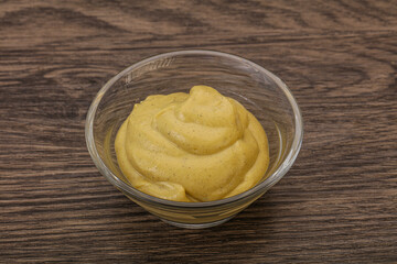 Dijon mustard sauce in the bowl