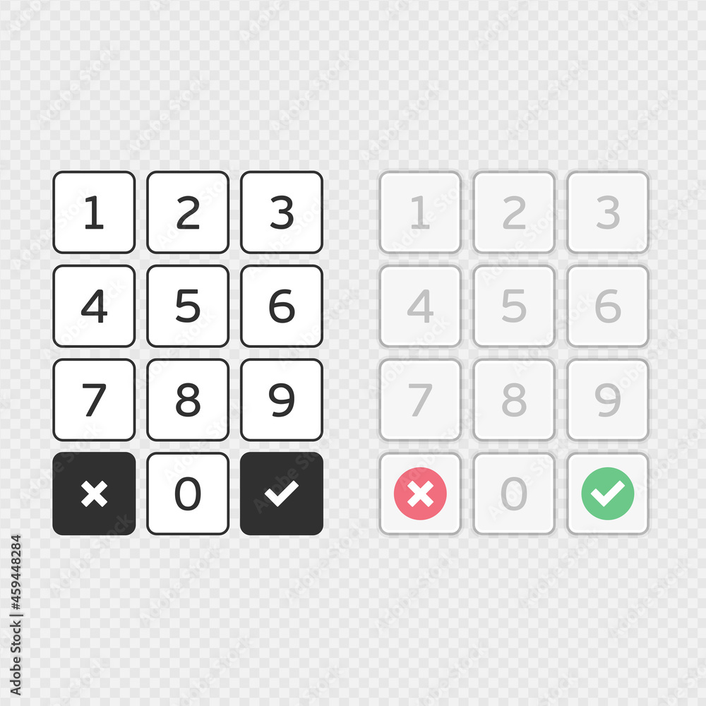 Poster keypad entry set. digital keypad, keyboard, dialer access vector illustration. buttons with numbers 