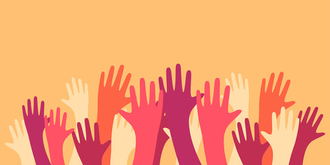Colorful up hands. Charity teamwork concept illustration