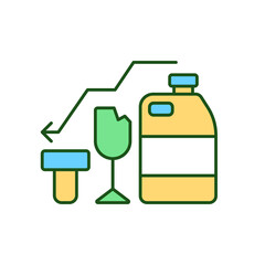 Different types of waste RGB color icon. Collection of household refuse. Reduction in waste pollution level. Sorting of waste. Isolated vector illustration. Simple filled line drawing