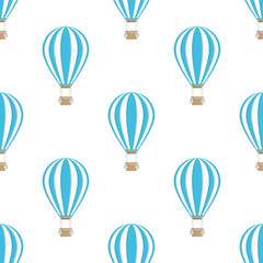 Air Balloon seamless background. Colorful Aerostat balloon texture. Travel, Vintage Transport concept. Vector illustration. EPS 10.