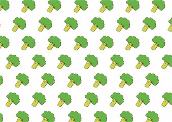 Fototapeta premium illustration of broccoli, repetition of broccoli forming a background with space to fill
