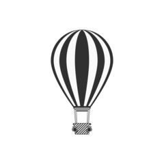 Monochrome air balloon icon in modern flat style. Travel, Vintage Transport concept. Aerostat isolated on white background. Vector illustration. EPS 10.