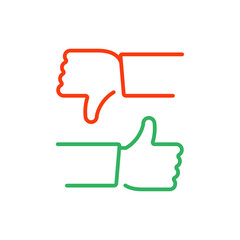 Thumb Up and Thumb Down icons. Like and dislike icon. Social media like button, line style on white background. Modern graphic elements. Vector illustration EPS 10.