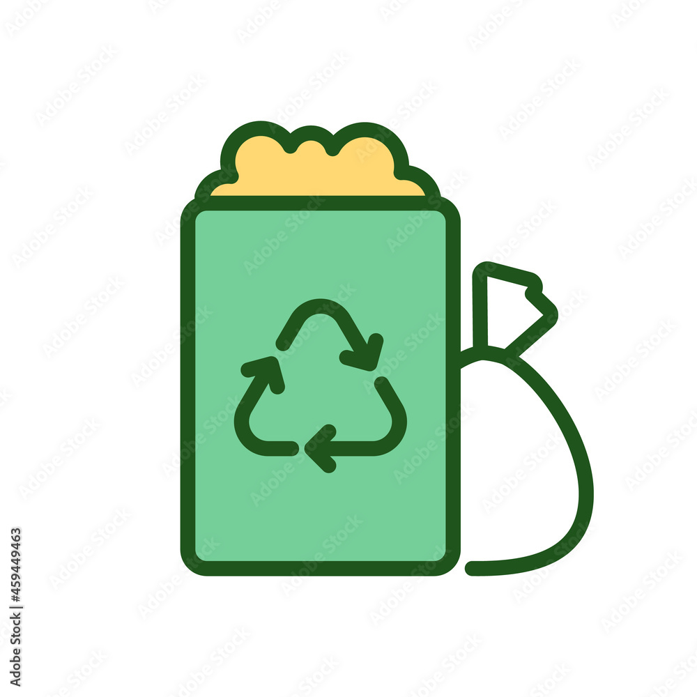Aufkleber trash container and garbage bag rgb color icon. waste drop-off point. municipal garbage collection. 