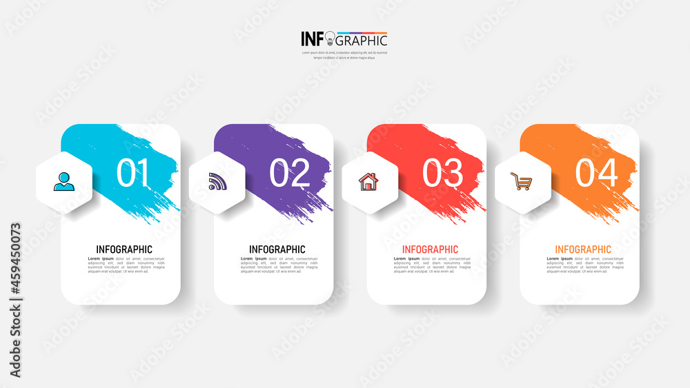 Poster Infographics design template, business concept with 4 steps or options, can be used for workflow layout, diagram, annual report, web design.Creative banner, label vector.	

