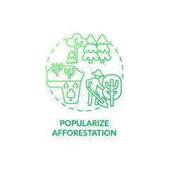 Popularize afforestation concept icon. Common initiative abstract idea thin line illustration. Protecting wild animals. Soil conservation. Planting new trees. Vector isolated outline color drawing