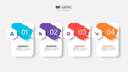 Infographics design template, business concept with 4 steps or options, can be used for workflow layout, diagram, annual report, web design.Creative banner, label vector.	
