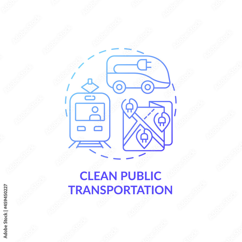Poster clean public transportation concept icon. reduce air pollution abstract idea thin line illustration.