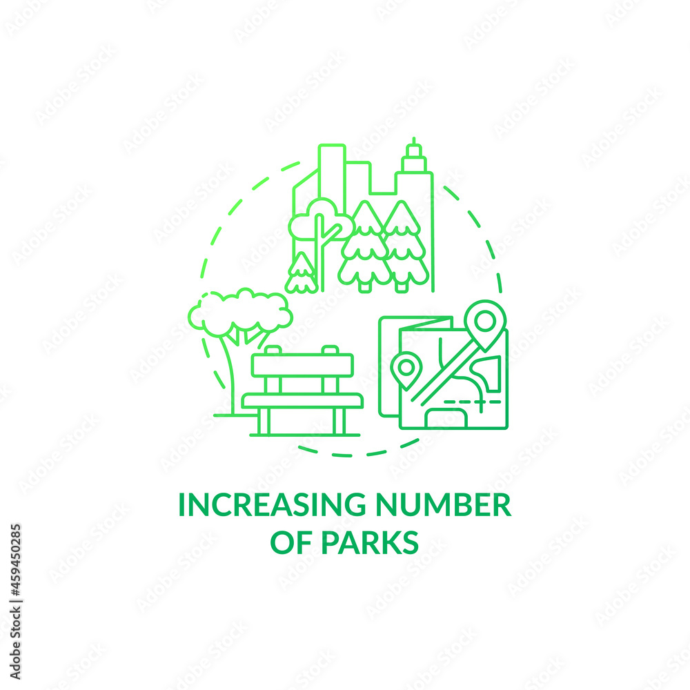 Poster increasing number of parks concept icon. city solution abstract idea thin line illustration. improve