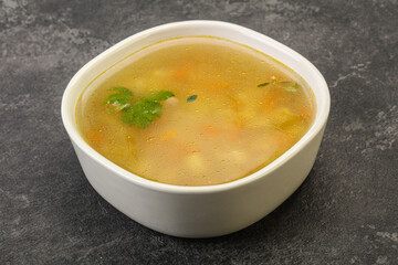 Tasty chicken soup with carrot