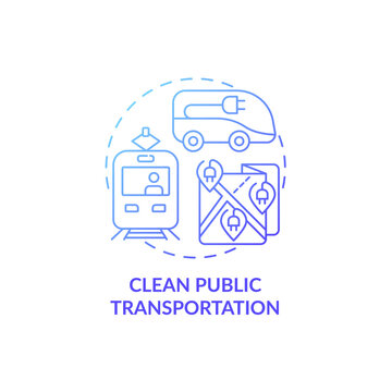 Clean Public Transportation Concept Icon. Reduce Air Pollution Abstract Idea Thin Line Illustration. Improving Air Quality. Replace Emissions-producing Vehicle. Vector Isolated Outline Color Drawing