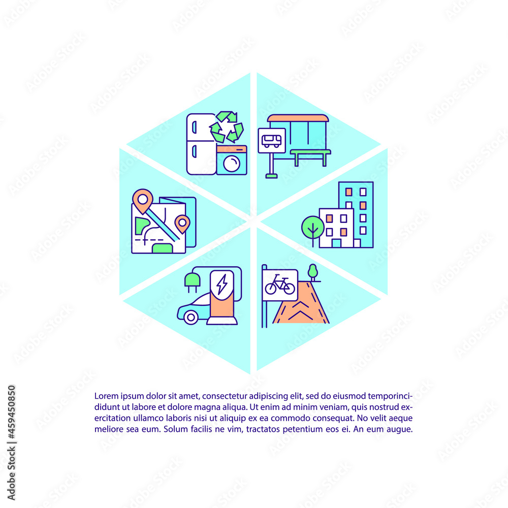 Poster maintain air quality in city concept line icons with text. ppt page vector template with copy space.