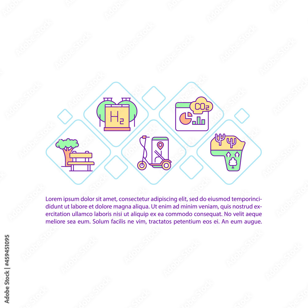 Poster protect air quality concept line icons with text. ppt page vector template with copy space. brochure