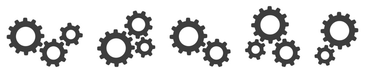 Set of gears icons. Setting gears icon, cogwheel group. Settings. Vector illustration.