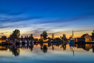 Fishing village freest on the German Baltic sea coast at sunset