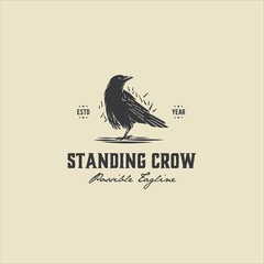 Raven Crow Bird Logo Design Vector Image