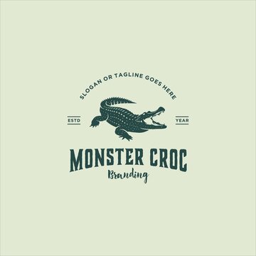 Crocodile Aligator Reptile Predator Logo Design Vector Image