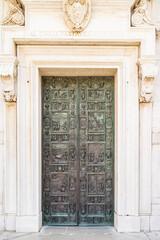 View on a door of the Sanctuary of the Madonna di Loreto, Marche - Italy
