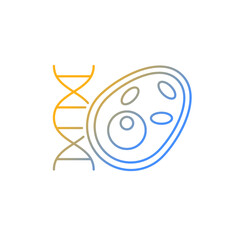 Biology gradient linear vector icon. Stydying of various life processes, organisms. Cell with DNA structure. Thin line color symbol. Modern style pictogram. Vector isolated outline drawing