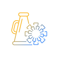 Cheerleading gradient linear vector icon. Megaphone, pom-poms. Sport team support group. Dance perfomance. Thin line color symbol. Modern style pictogram. Vector isolated outline drawing