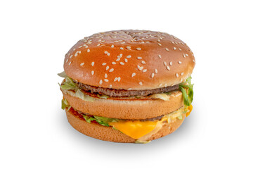 Beef cheese burger isolated on white background
