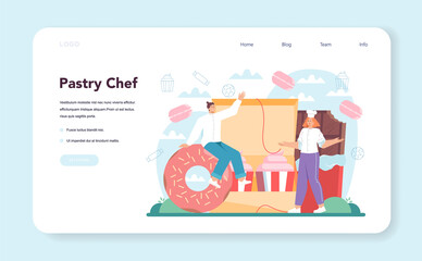 Confectioner web banner or landing page. Professional pastry chef