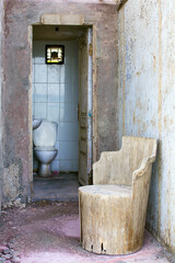 A white toilet on the street , Hurghada, Egypt