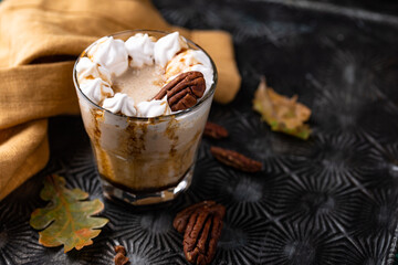 Autumn smoothie with pecan and caramel